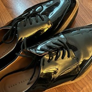 Platform Patent Lace Up Oxford